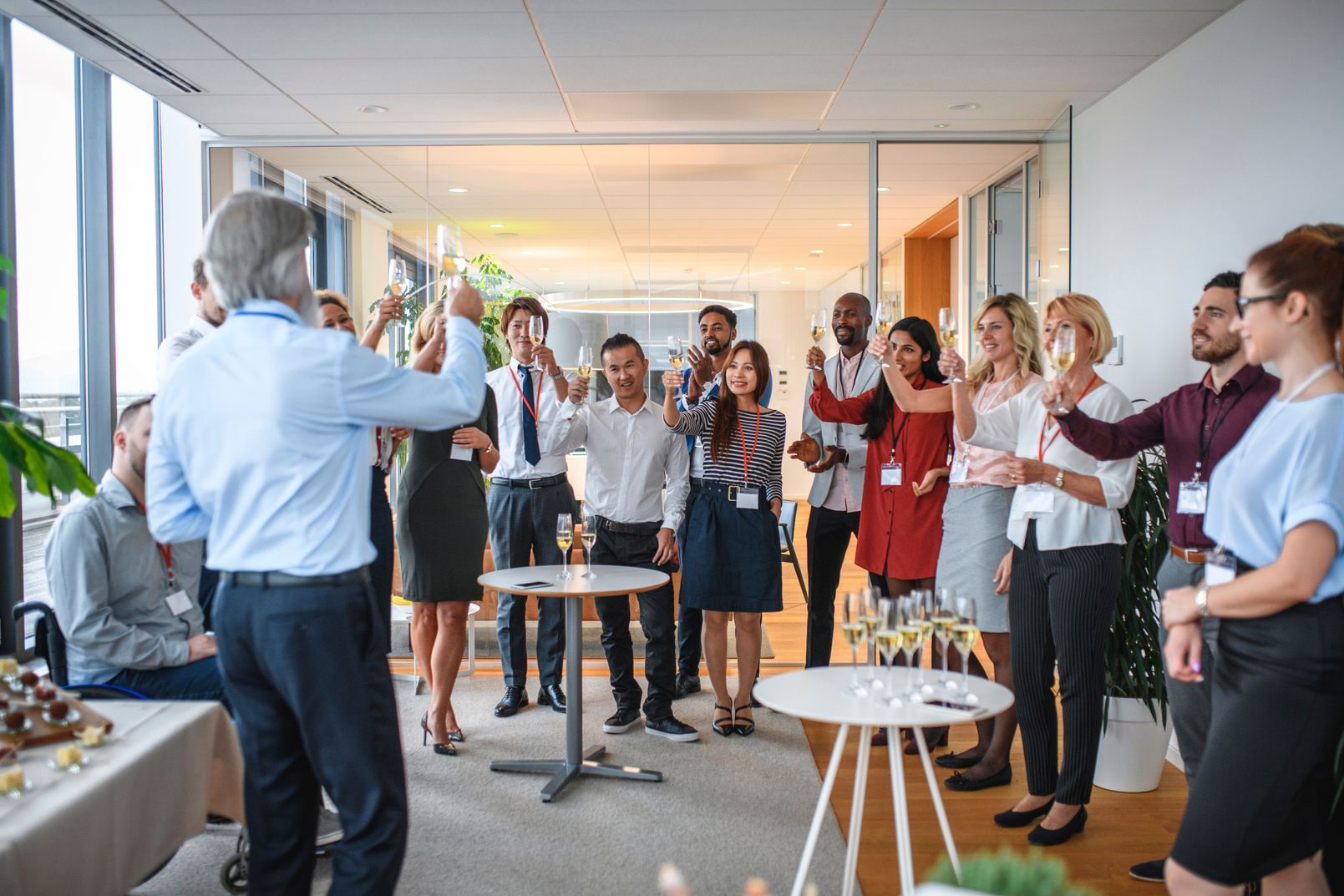 CEO Offering Celebratory Toast at New Business Launch Party